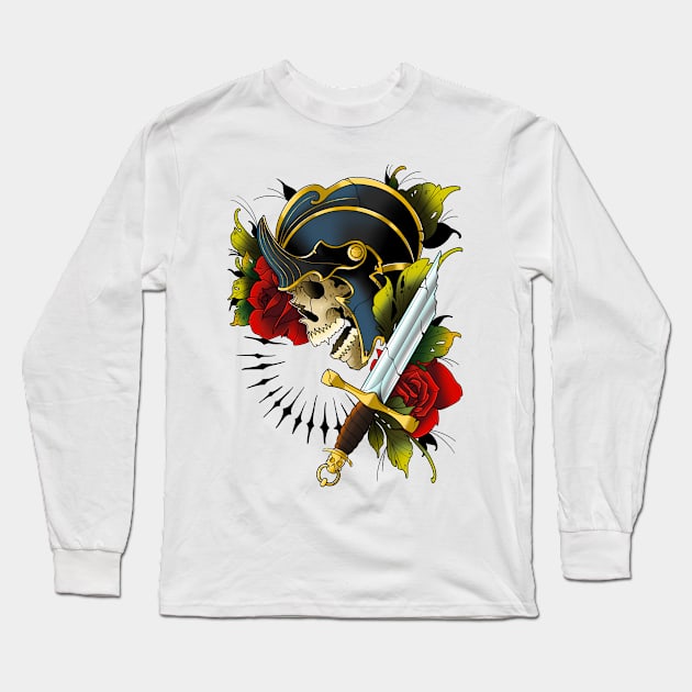 Warrior Skull and Sword Long Sleeve T-Shirt by Mr_Moon